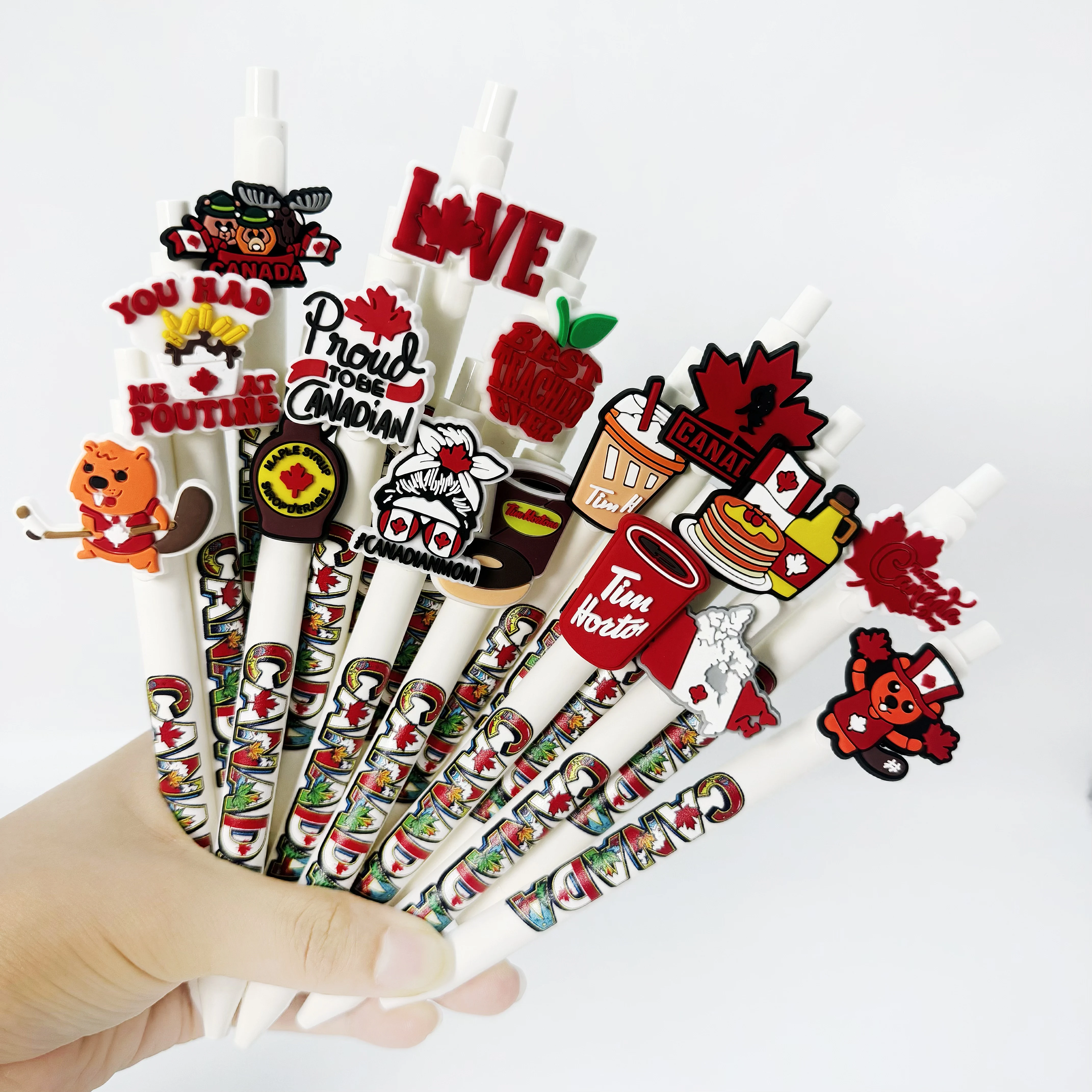 

12Pcs/16Pcs Canadian Element Patch Printed Ballpoint Pen Canadian Theme Styling Patch Ballpoint Pen Student Writing Gift Pen