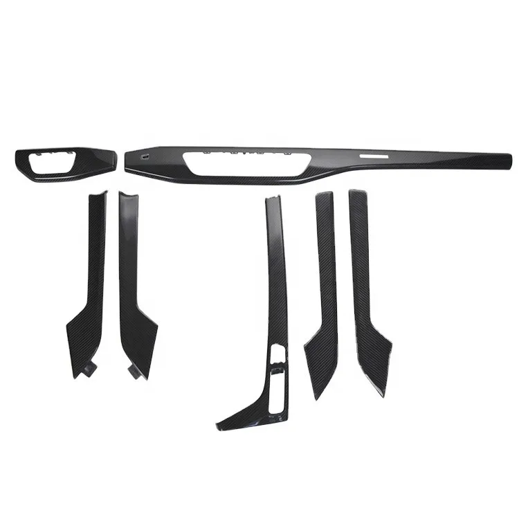 

Carbon Fiber Interior Trim Dashboard Cover For AUDI A4 S4 Door Handle Trim Center Console Cover 2016-2020 Steering Wheel