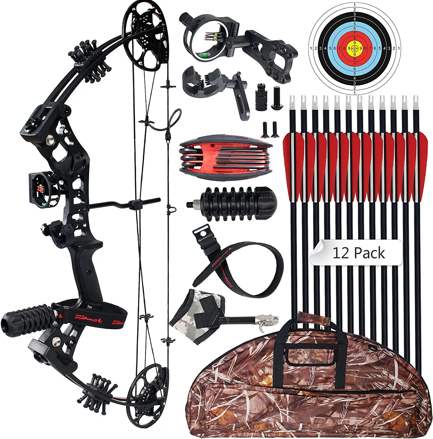 

Compound Bow 15-45lbs 18.25"-29" Let-Off 75% Archery Hunting Equipment Max Speed 290fps with Accessories Right Hand