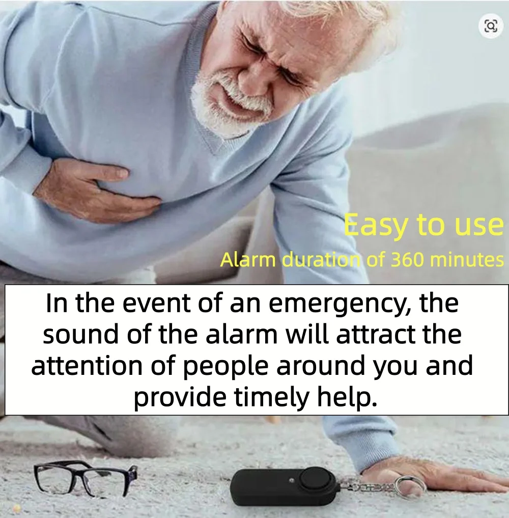 130-Decibel Loud Portable Keychain Alarm: A Self-Defense, Anti-Assault Emergency Security Device for Women, Children, Elderly