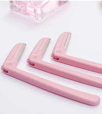 Beleza rosto olho shaper barbeador lâminas de aço inoxidável ferramentas maquiagem 3 pçs/set rosa dobrável sobrancelha trimmer axila cabelo navalha
