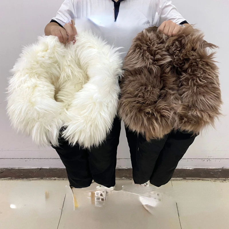 High Waisted Woolen Pants Men Thickened Warm Winter Trousers Fur Lining Long Wool Outdoor Snow Men\'s Clothing Baggy Pants