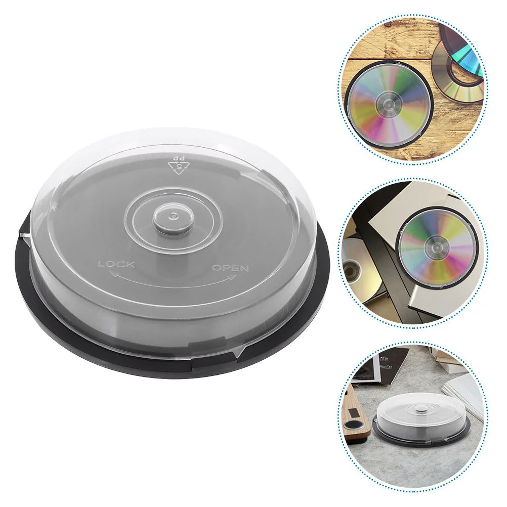 

2 Pcs CD Storage Bin Bucket Dvd Case Empty Container Plastic Holder Round Travel