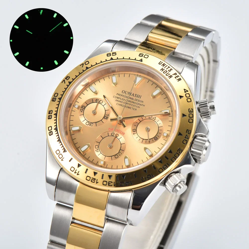 ساعة كوارتز VK63 عصرية 39 ملم للرجال ساعة دايتو ناتو من النوع الباندا مع حركة كوارتز VK63 يابانية كرونوغراف reloj