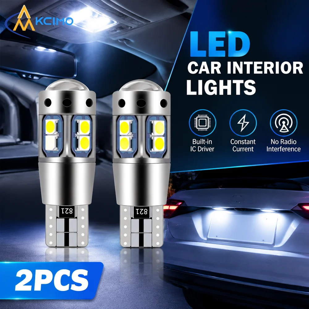 12V T10 CANBUS Anti-Code LED Bulbs, Kcimo 2Pcs High Brightness Interior Reading & Parking Lamp