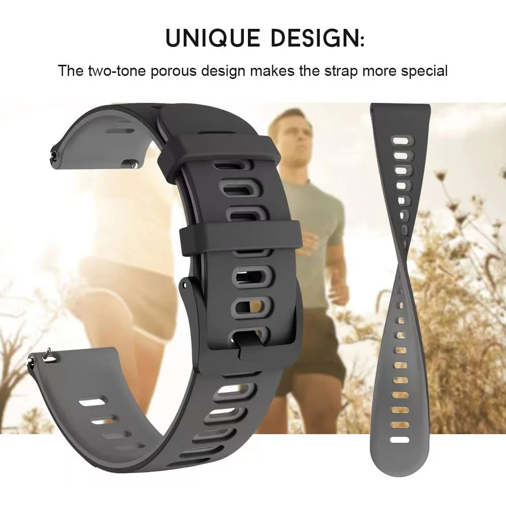22mm 20mm Two-color Silicone Strap For Huawei Watch 4/4 Pro Bracelet For Amazfit T-Rex3 Pro 44-48mm Samsung Watch 7/6/5/4 Correa