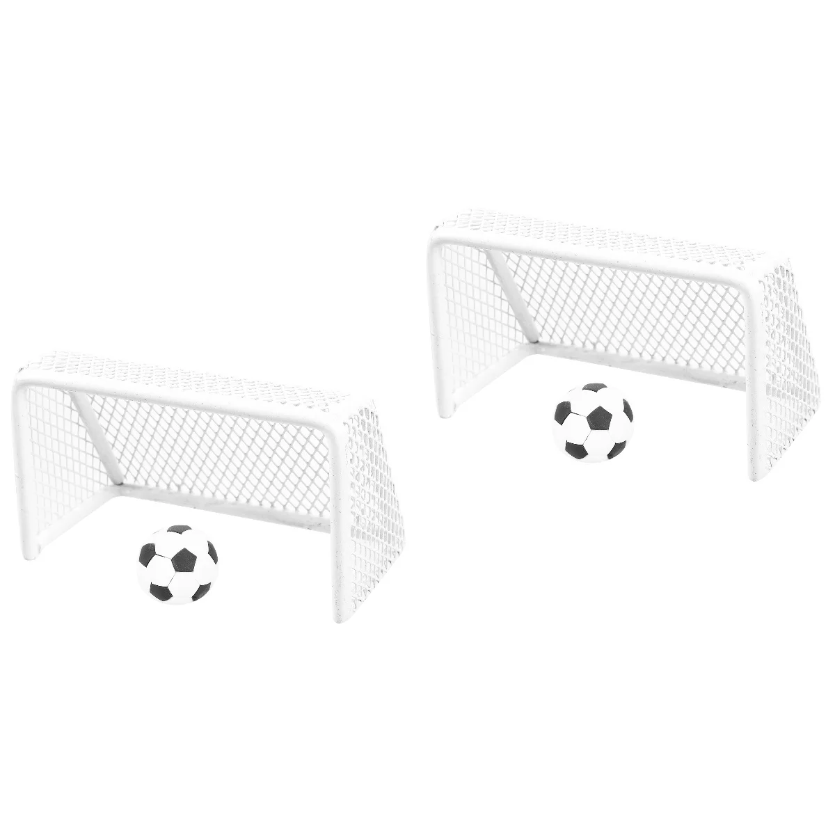 

2 Sets Mini Football Goal Miniature Soccer Balls Door House Decorations Tiny Dollhouse Square Grid