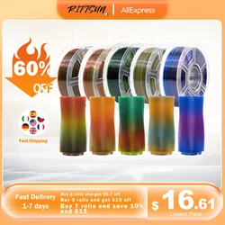 RITTSUN Newest PETG Transparent Gradient 1.75mm 1KG Spool High Speed Magic PETG Light Transmission Feature 3D Printer Filament