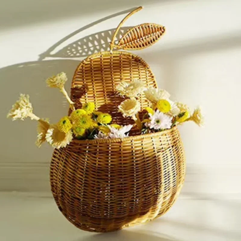 

Nordic Wind Rattan Storage Basket Natural Weaving Toy Basket Bathroom with Lid Dirty Clothes Storage Home Decor Organizer