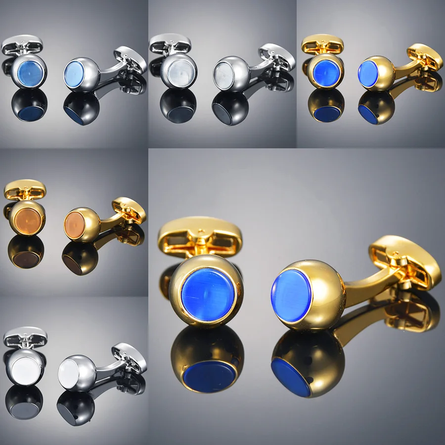 5 Colors Inlaid With Gems Classic Shirt gemelos Cuff Links for Mens French Suit Business Wedding Party Jewelry High Quality