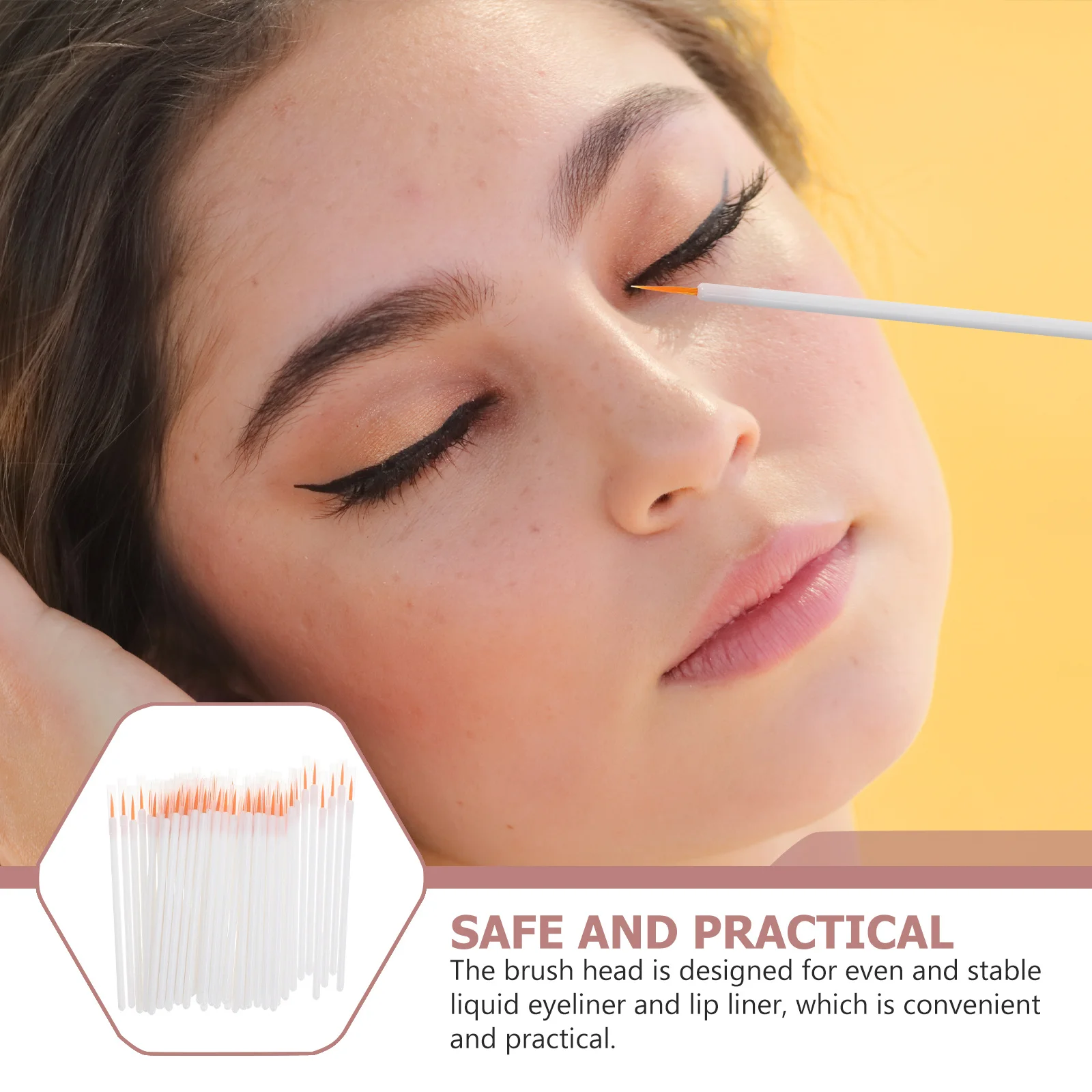 

100pcs Eyeliner Brush Nylon -Off Safe Applicator For Liquid Makeup Wand Disposable Eye Line Tool Face Women