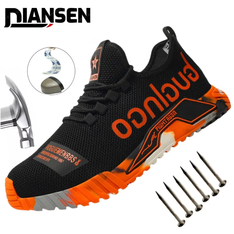 

Fashion Sports Shoes Work Boots Puncture-Proof Safety Shoes Men Steel Toe Shoes Security Indestructible Protective Shoes