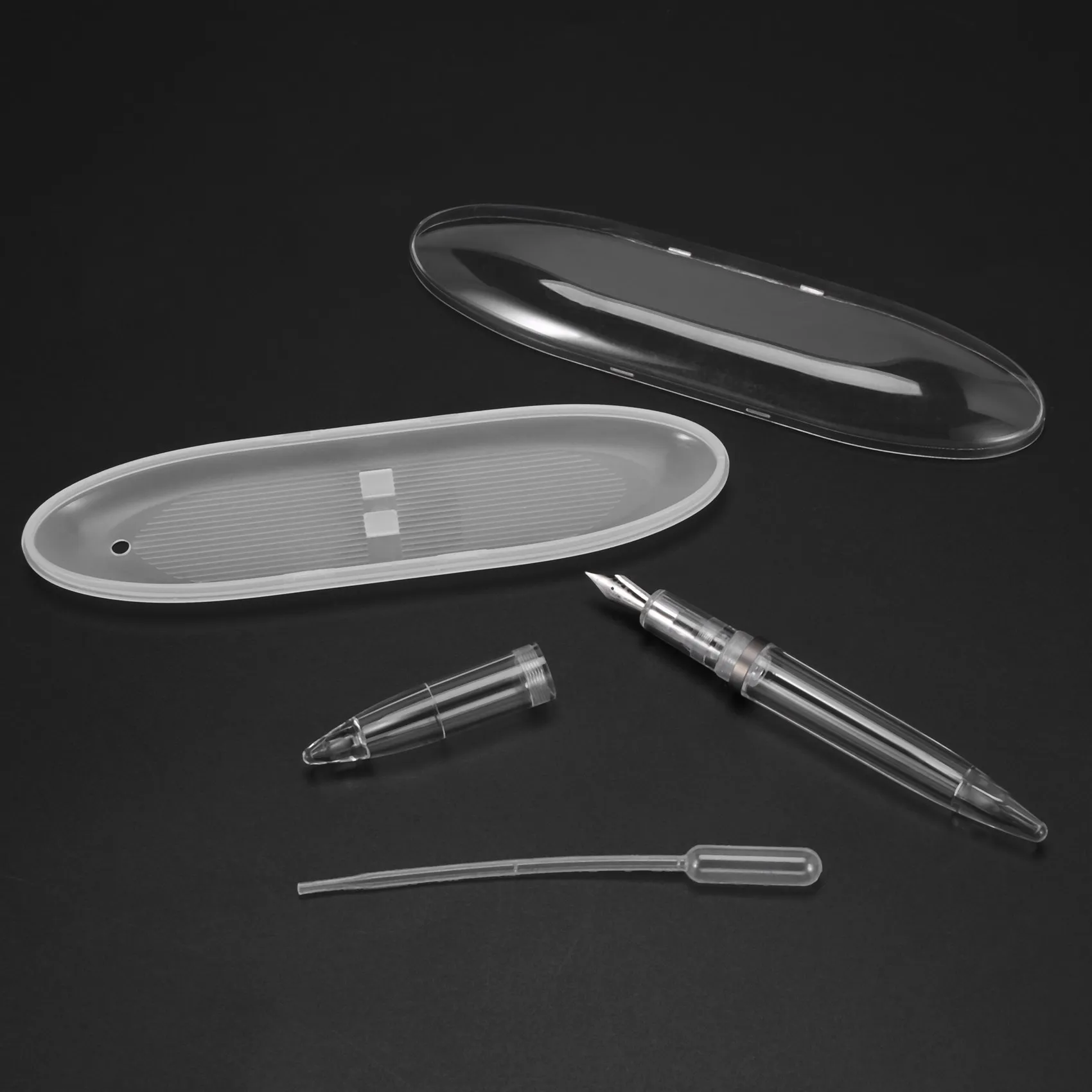 Перьевая ручка Gfc-0,5 мм с прозрачными ручками-капельницей серого цвета