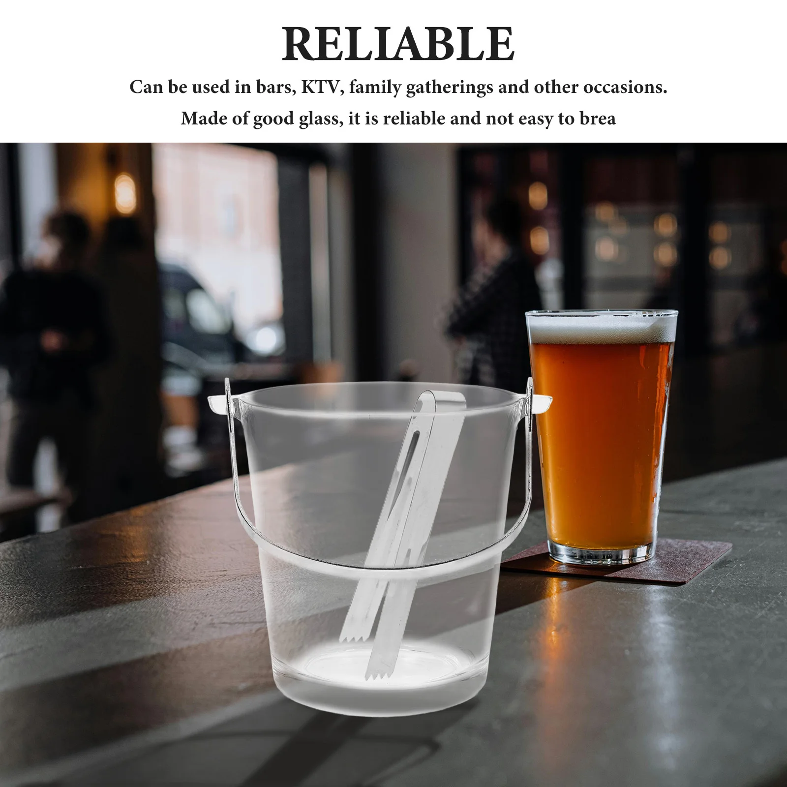 Juego de Cubitera Portátil de Acero Inoxidable y Vidrio, Enfriador de Bebidas para Fiestas, Bar, Gran Capacidad, Contenedor de Hielo Manual para Hogar, KTV, Barbacoa