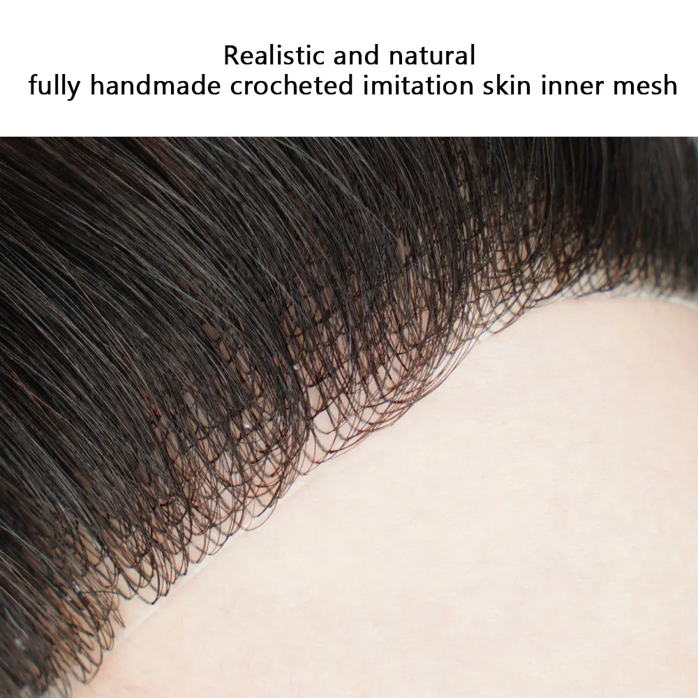 Rayita Invisible para la frente, parche biológico para el cuero cabelludo, piel de PU con cintas, Parche de cabello humano Natural brasileño para la