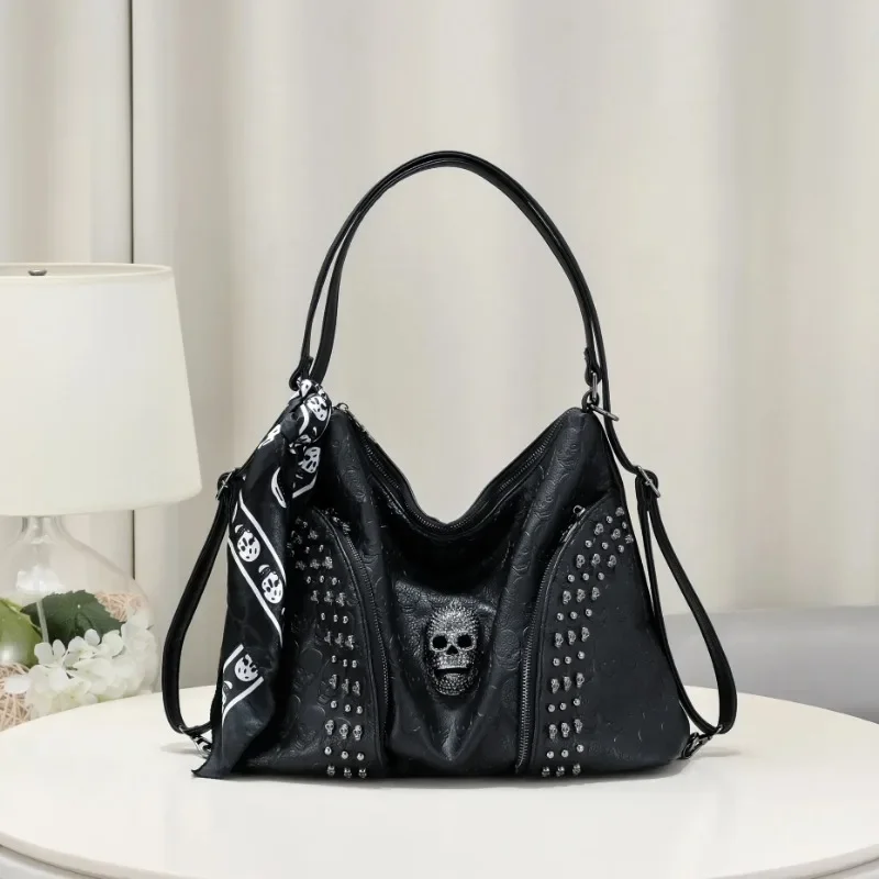 

Fashion Rivet Skull Shoulder Bag Popular Leisure Handbag Retro Bags for Women Large Capacity Tote Handbag Y2k Сумка Через Плечо