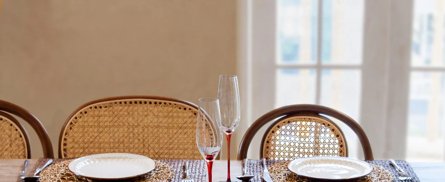 6-48 Stück Geflochtene Papier-Tischsets, 38 cm Runde Tischunterlagen, Gewebte Boho-Tischmatten für Esstische, Hochzeiten und Partydekoration – Detail 2