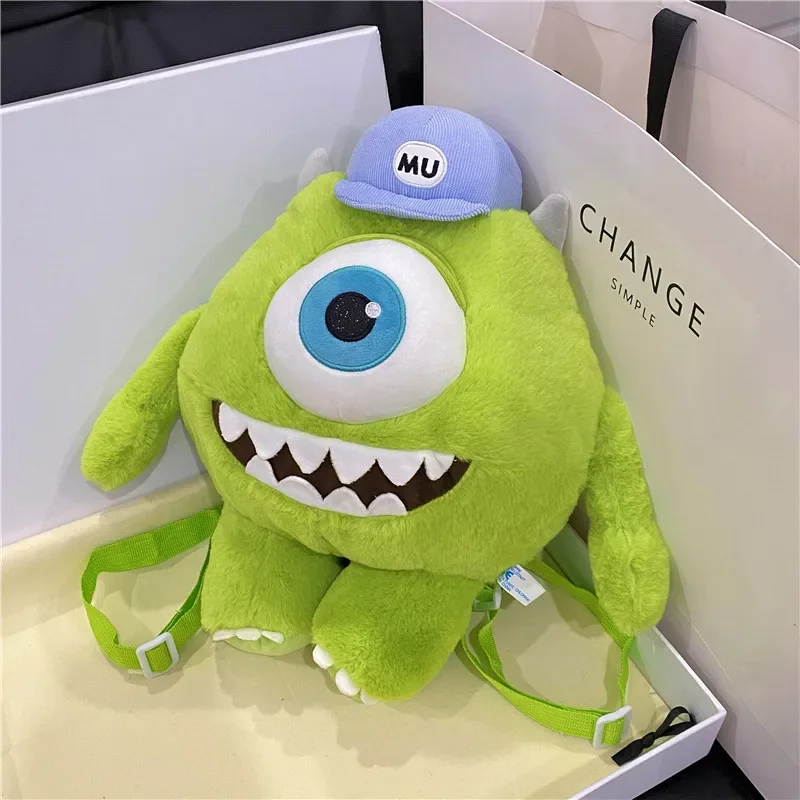 Disney Monsters University Backpack Cute Japanese Korean Plush Bag Mike Wazowski Backpack Schoolbag Cosplay Props Fashion Gifts