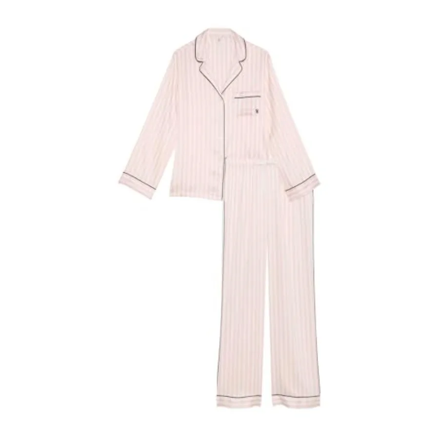 

Satin Pajama Set, Long Sleeve Button Down Shirt and Pants, Sleepwear for Women XS-XXL