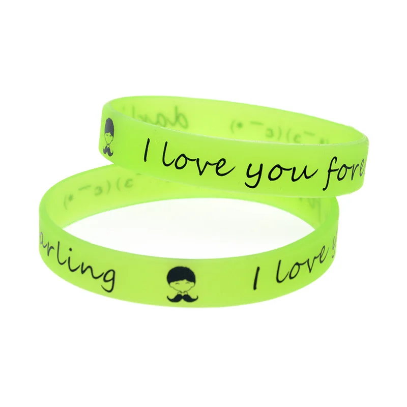 1 PC Printed I Love You Forever Darling Silicone Rubber Wristband Lovers Bracelet