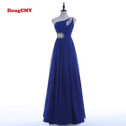 Frauen Robe de Soire lange formale blaue Abendkleid Party eine Schulter Chiffon Schnürung Maxi plus Größe Vestido Festa