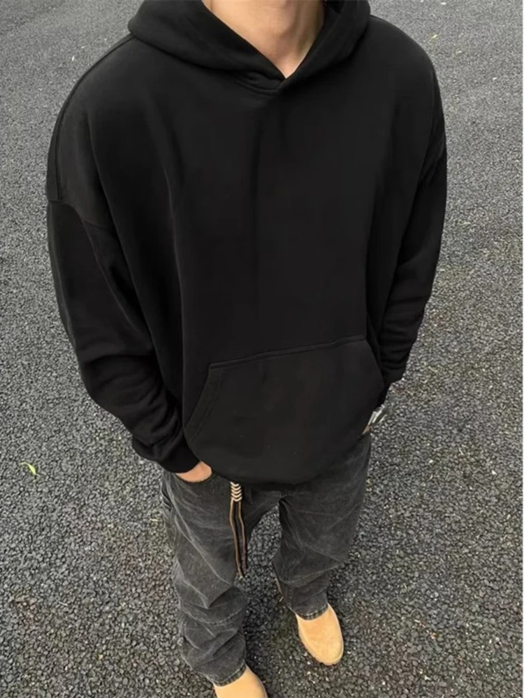 

Cleanfit Bla Hoodie Men's Spring Autumn Sle American High Street Vibe Jaet Haome Base irt Loose Fit Casual ular