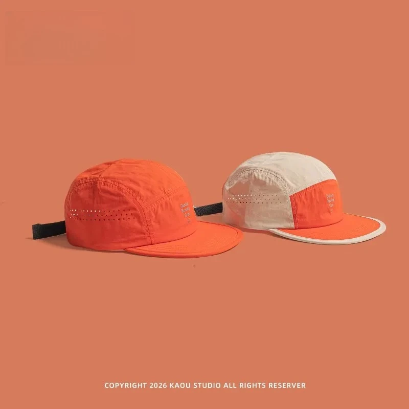 Outdoor-Camping-Sonnenschutz-Schnelltrocknende, farblich abgestimmte Baseballkappen für Damen, Sommer, leicht und atmungsaktiv, Retro 5-Panel-Herrenmütze – Detail 4