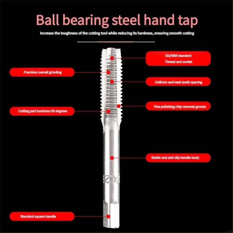   5Piece Straight Thread Tap Set Heat Treated Construction Enhances Durability
