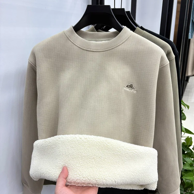 

Northern Winter Thiened Fce round Ne Sweatirt Men's Warm Thermal T-irt Base irt Ultra-Thiened Winter New Sle