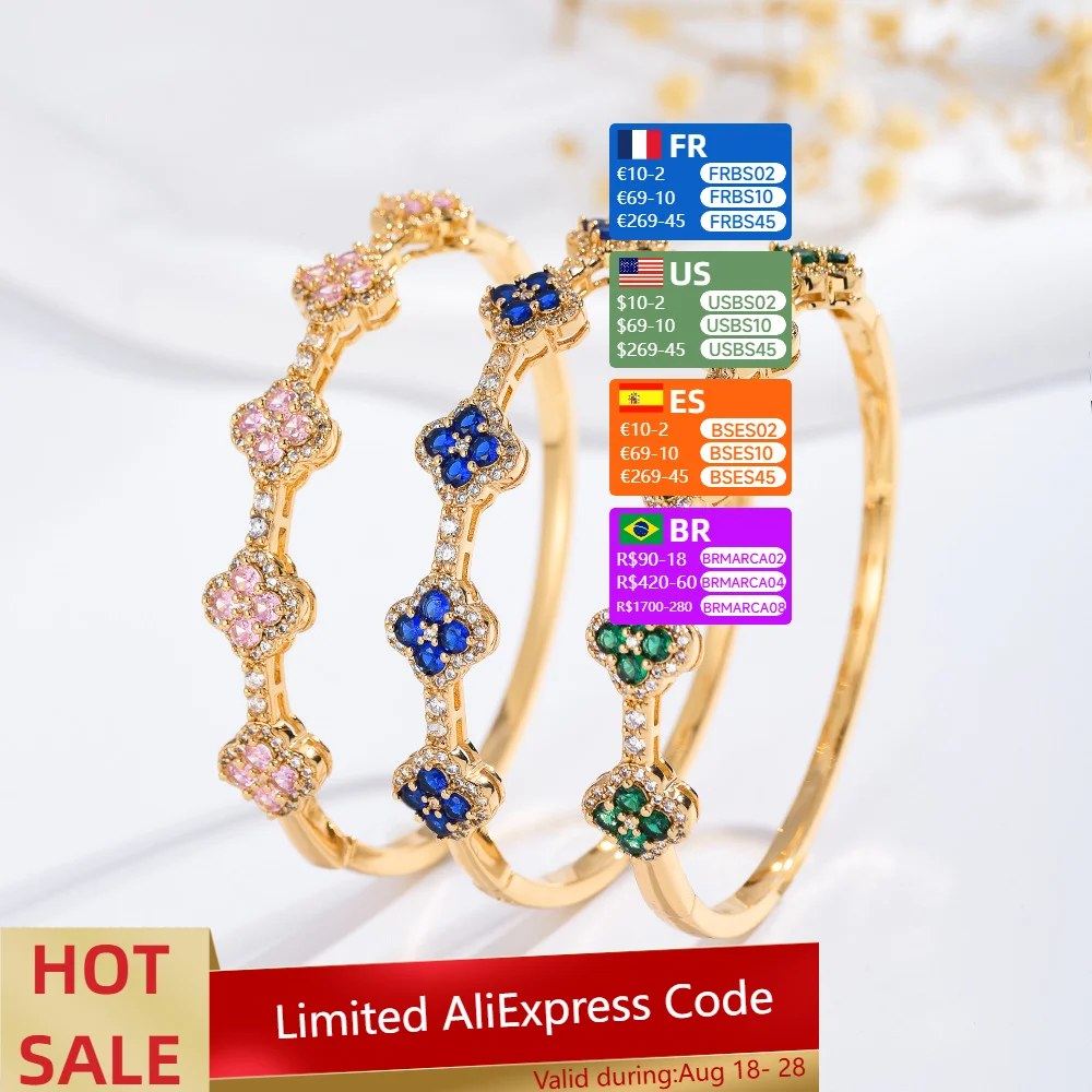 

Colored Gemstone Series Zircon Bracelet - Women's Candy Rainbow Clover Bracelet - Lightweight Luxury Women's Style