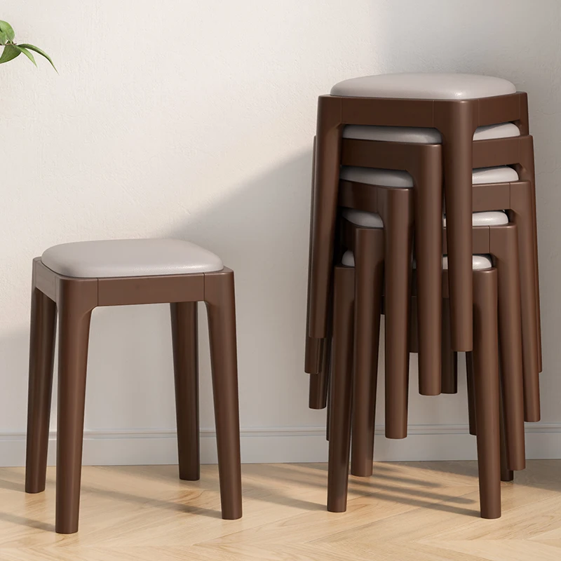 

Solid wood stool household stackable soft bag bench living room wood low stool simple small square stool dining table chair