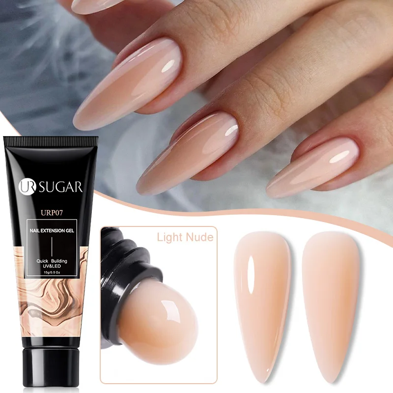 UR SUGAR 15ml Light Nude Quick Extension Gel 12Colors Soak Off UV LED White Clear Building Gel Manicure Nail Construction Gel