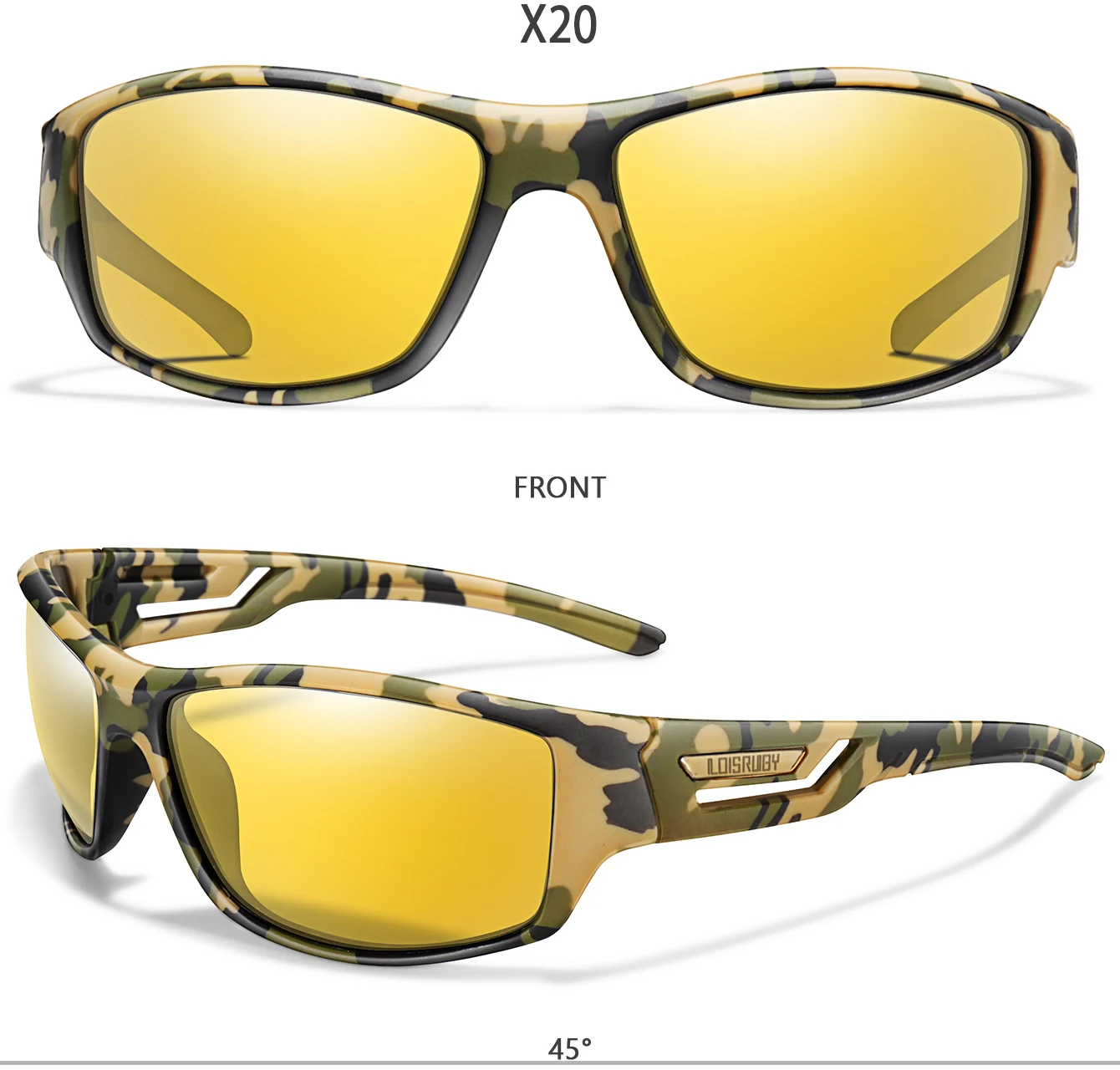Polarisierte Sonnenbrille für Herren, Camo, Militär-Stil, Festival-Geschenke, UV400, zum Radfahren, Reiten, Laufen, Angeln und Autofahren – Detail 11