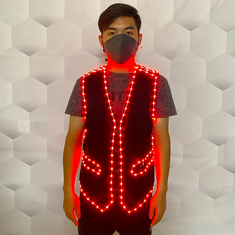 Colored Led Glow vest Bar Clothing Jacket Vest DJ Singer Party glow-in-the-dark supplies Stage Belt charging glow supplies