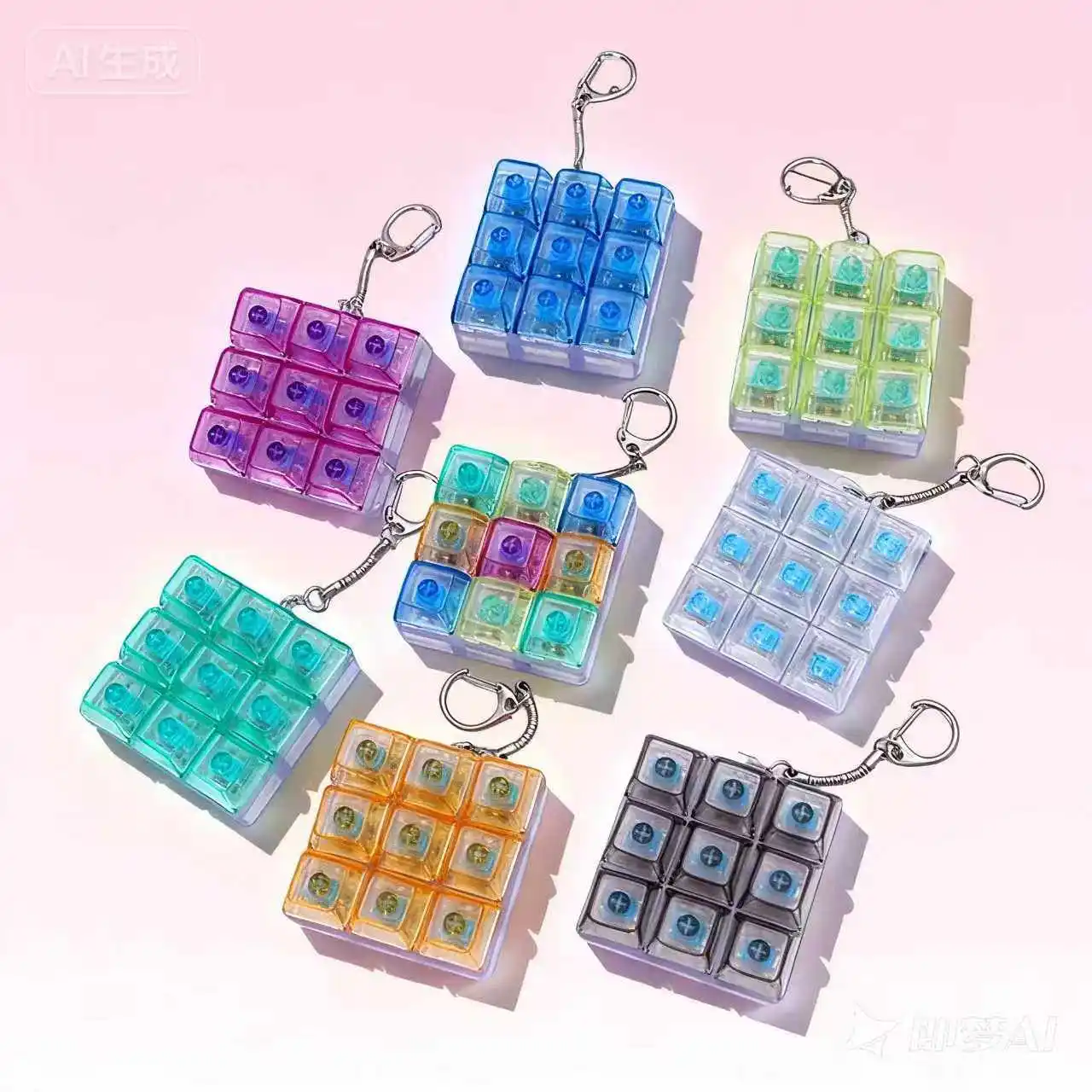 Mini Teclado de Prueba con Forma de Llavero, Color Macaron, Lindo Juguete Antiestrés, Botón DIY, Tecla, Llavero, Regalos de Cumpleaños