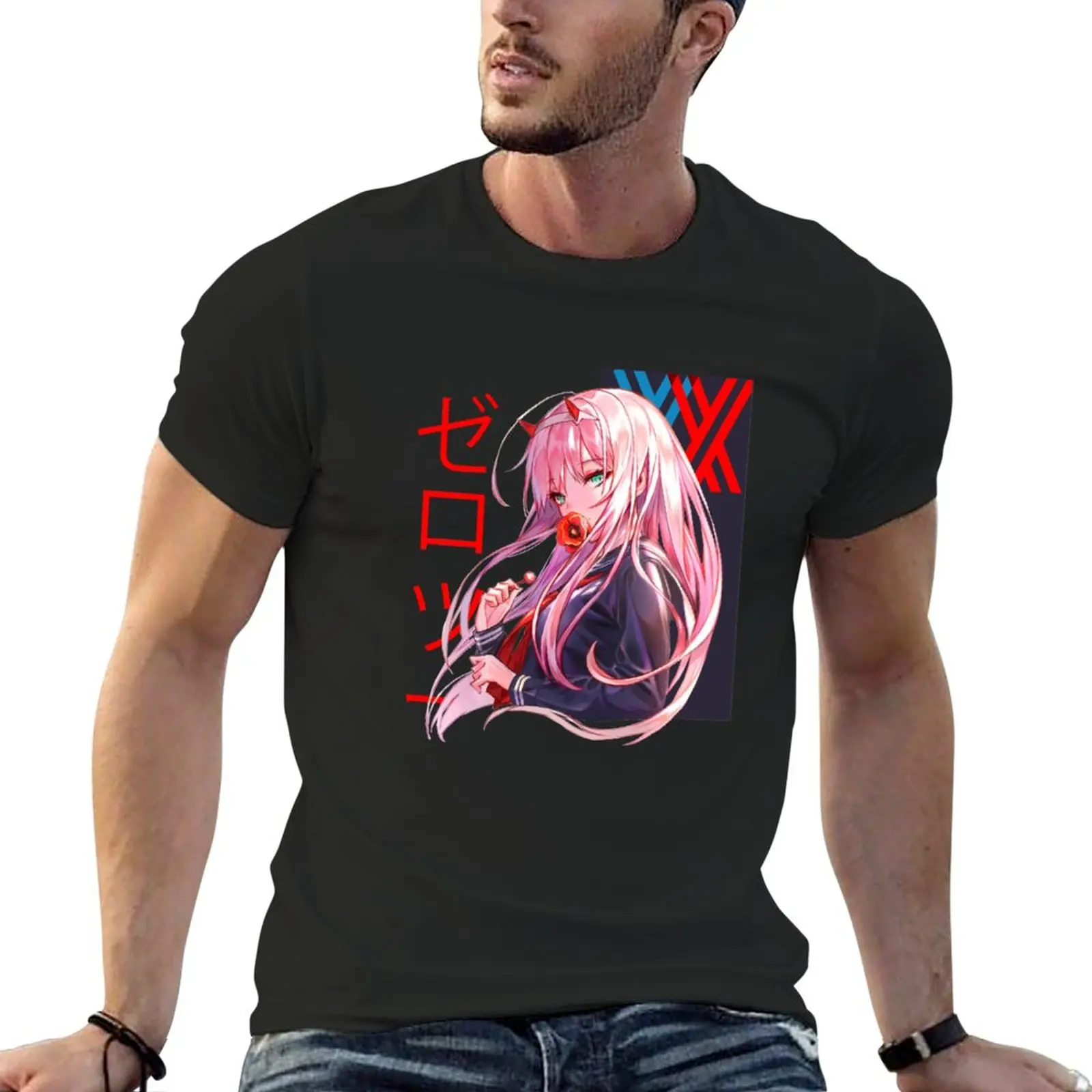 

Zero Two, Darling In The FranXX, Strelitzia, Nine Iota, Oni, Anime Girl, Waifu T-Shirt graphics customs Men's t-shirt