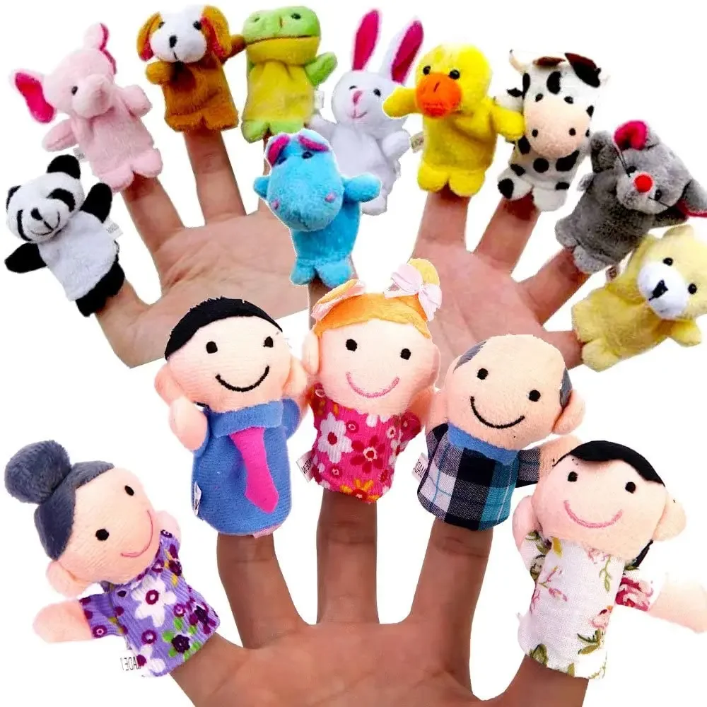 10 pcs Animals Finger Puppets Set Baby Plush Doll Hand Cartoon  Family Hand Puppet Pigs Cloth theater Educational Toys for Kids