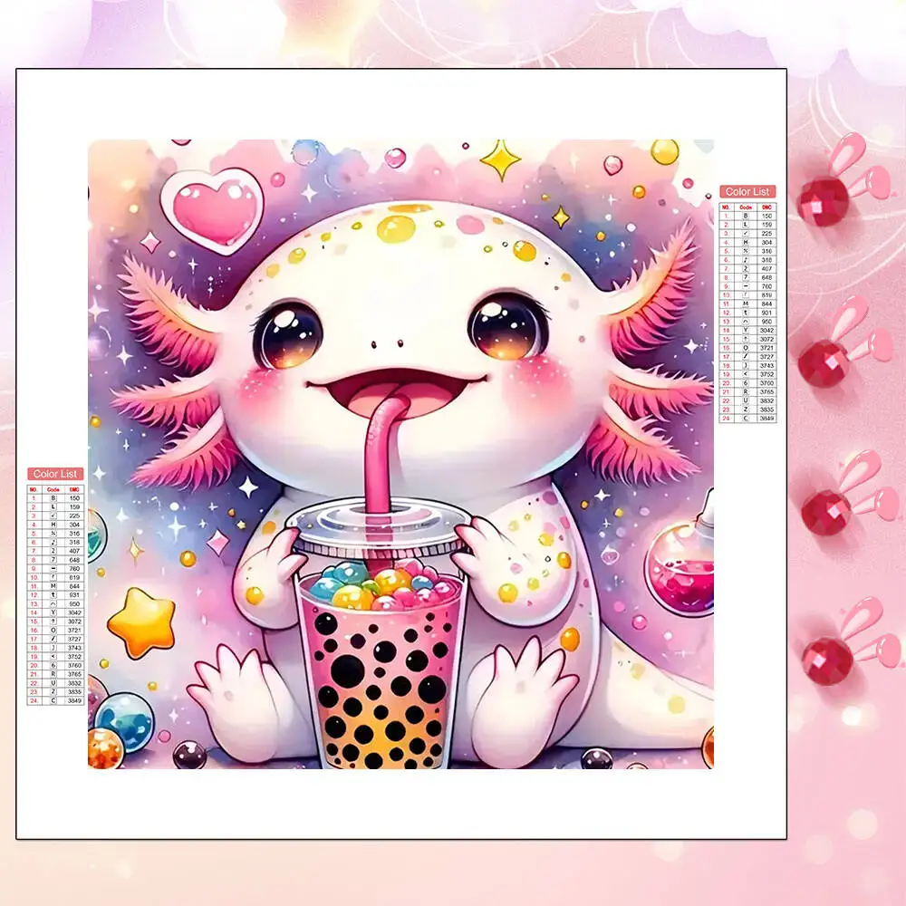 HUACAN Axolotl Diamant Malerei Cartoon Voll Platz Runde Bohrer Diamant Mosaik Tier Stickerei Dekoration Für Zuhause Einzigartiges Geschenk