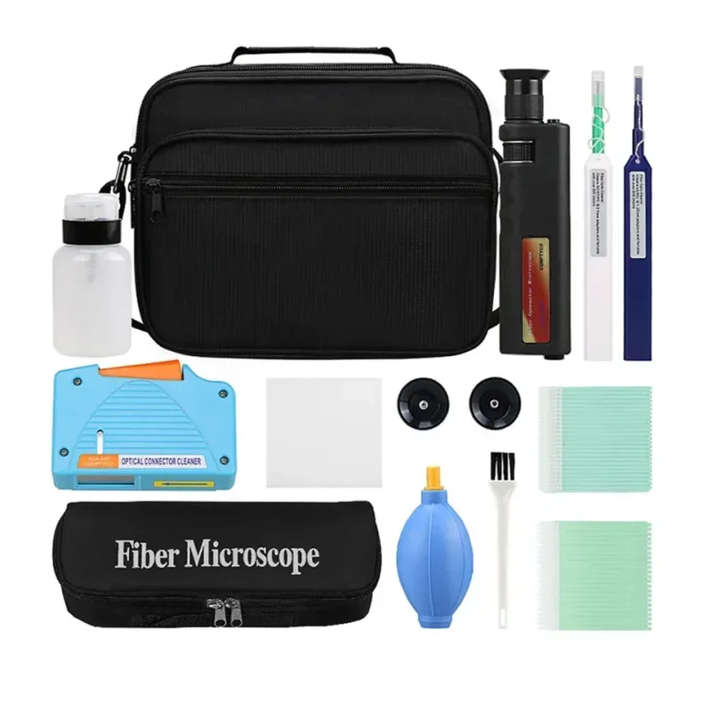 FTTH One-Click Cleaner Optical fiber end face detector 400 times Optical Fiber Cleaning Tools Kit Fiber Inspection Microscope