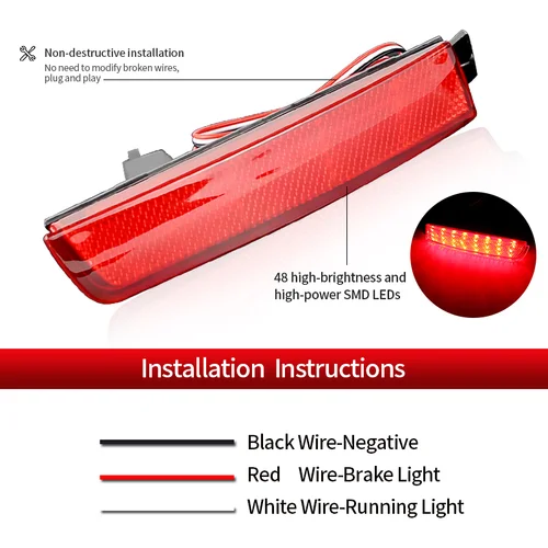 Imagen 2 del producto Reflector de luz led para parachoques trasero, 2 uds., para Nissan Juke Z51 Murano Quest 11-17 Terra Sentra para Infiniti FX35 FX37 OEM # 265605C000