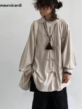 Mauroicardi-Chemise à Carreaux Vintage pour Homme, Vêtement Unisexe, Chic, Doux, de Haute Qualité, de Luxe, de Styliste, de Style Chinois, pour Printemps et Automne, 2024