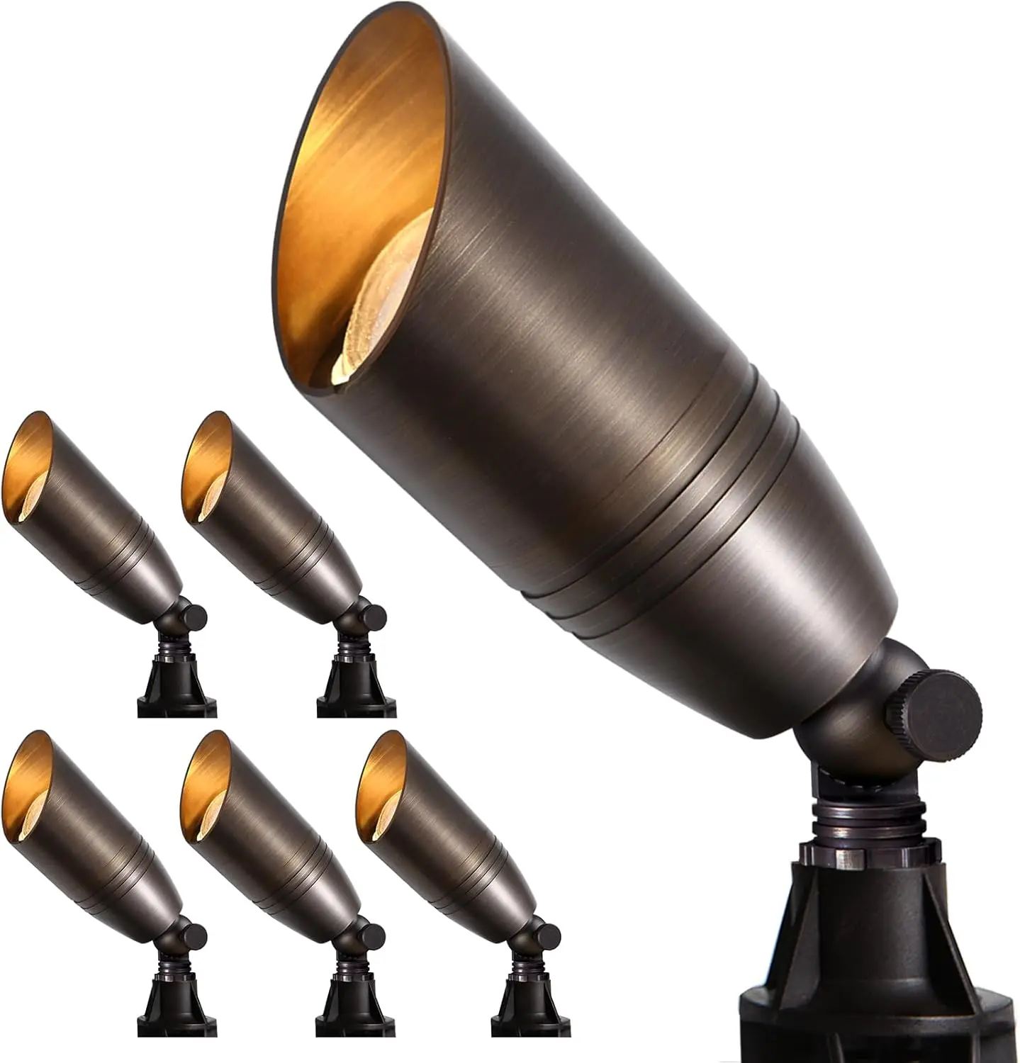 

Solid Brass Outdoor LED Spotlights, 12V Low Voltage Waterproof Garden Yard Up Lighting Fixture Without Bulb (Classic, 6 Pack)