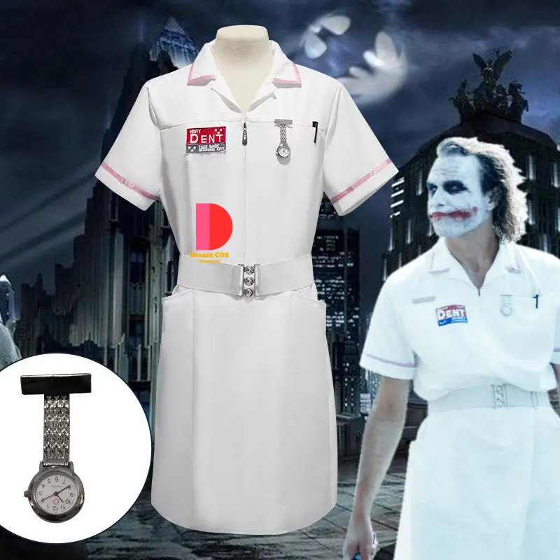 

Hot Joker Cosplay Nurse Fantasy Costume Super Villain Handmade Belt Pocket Watches Budget-Friendly Women Disguise Halloween Suit