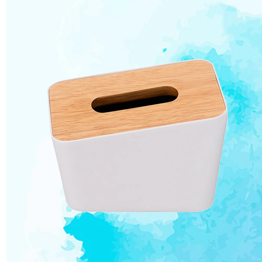 

Wood Tissue Holder Napkin Paper Box White Wooden Cover Compact Design Protects Paper from Moisture Keeps Counters