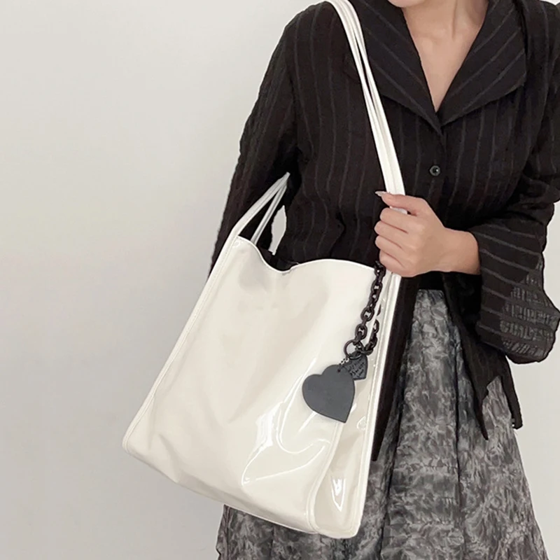Luxury Designer Women\'s Tote Bag Fashion Patent Leather Glossy Underarm Shoulder Bags Large Capacity Commuting Handbags