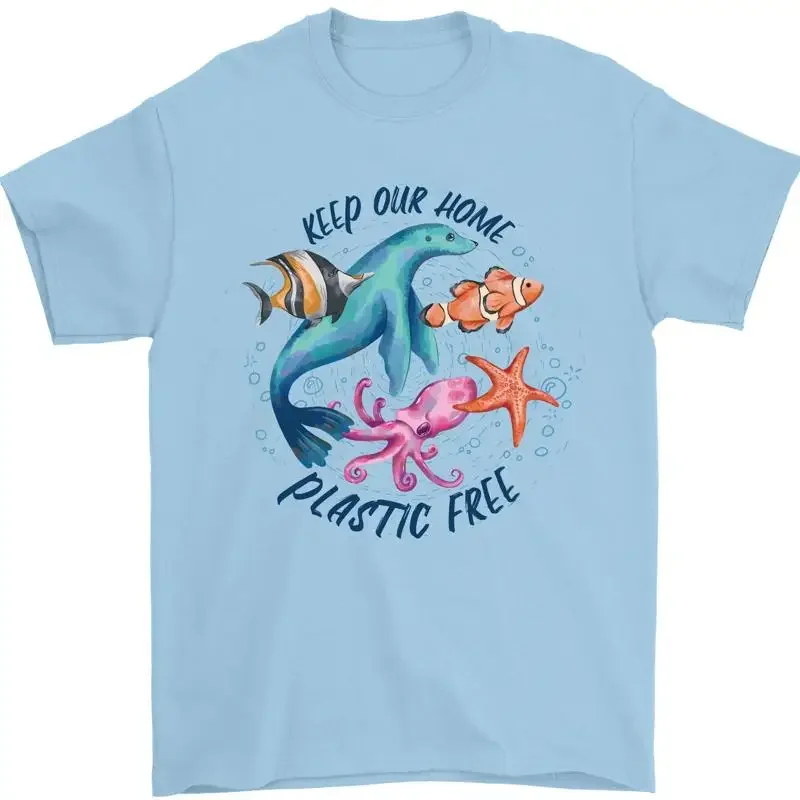 Plastic Free Climate Change Octopus Seal Fish Mens T-Shirt 100% Cotton