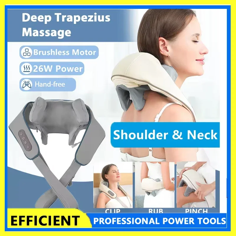 

2026 Новый бесщеточный моторный массажер для шеи и плеч 26 Вт, беспроводной массажер для плеч и спины, шаль для массажа шеи Masajeador