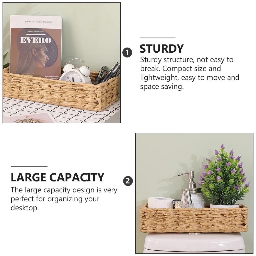 

1Pcs Woven Storage Basket Sturdy Structure Simple Style Multi-Use Home Bedroom Sundries Organizing Storage Basket Desktop