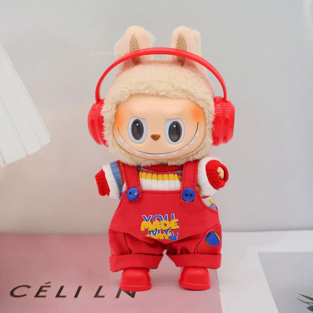 For 15-17 cm Labubu Doll Clothes Ropa Labubu V1 V2 V3 Labubu Strap Pants Set Cute Dress Up Toy For Labubu Cloth Accessories