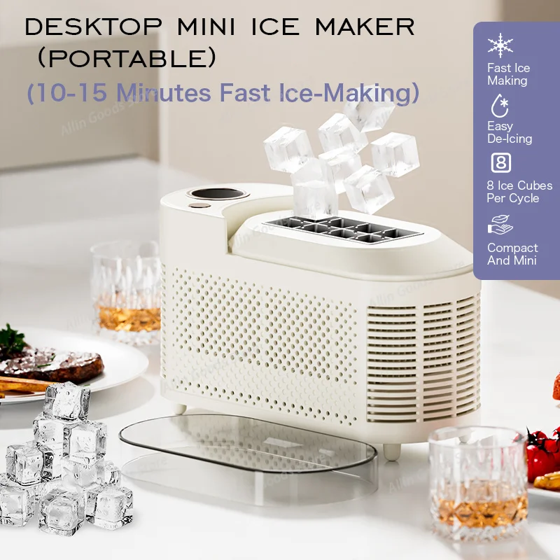 Portable Mini Electric Ice Maker Dual Use For Home Car Dorm Office Camping Automatic Ice Making Machine